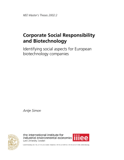 Corporate Social Responsibility and Biotechnology