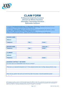 claim form - AXIS Capital