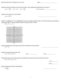 MTH 112 Btz Practice Test #2 (Sect. 1.8, 1.9, 2.1-2.6