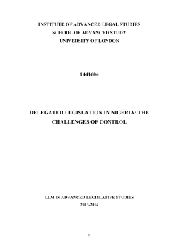 1441604 DELEGATED LEGISLATION IN NIGERIA: THE