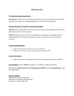 NAFTA Lesson Plan 9th Grade World History Benchmark: SS.912.W