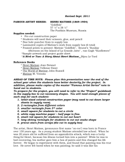 Revised Sept. 2011 FAMOUS ARTIST SERIES: HENRI MATISSE