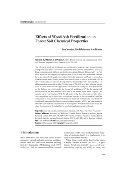Effects of Wood Ash Fertilization on Forest Soil Chemical Properties