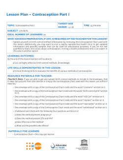 Lesson Plan – Contraception Part I