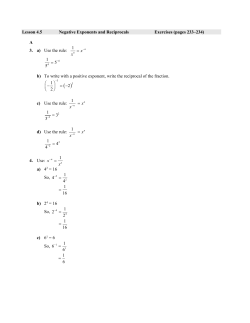 Lesson 4.5 Negative Exponents and Reciprocals Exercises (pages