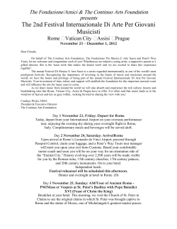 to View Itinerary - Continuo Arts Foundation