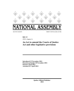 An Act to amend the Courts of Justice Act and other legislative