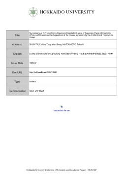 Mycoplasma or PLT Like Micro Organisms Detected in Leaves of