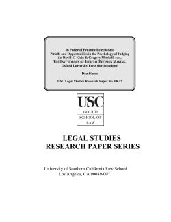 Pitfalls and Opportunities in the Psychology of Judging