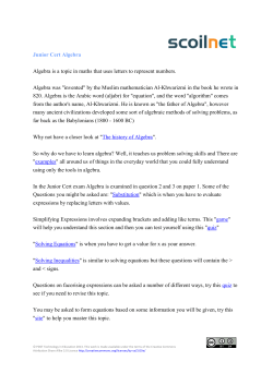 Junior Certificate Algebra