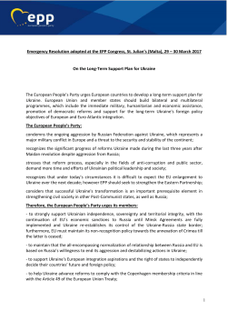 Emergency Resolution adopted at the EPP Congress, St. Julian`s