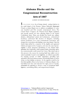Alabama Blacks and the Congressional Reconstruction Acts of 1867