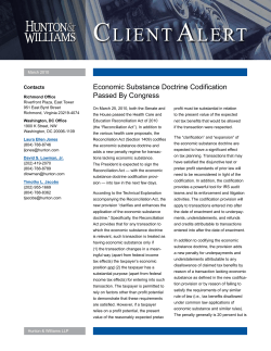 Economic Substance Doctrine Codification Passed By Congress