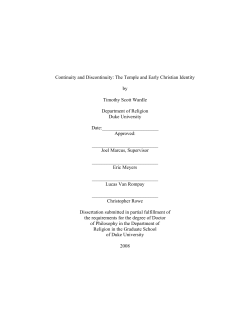 Continuity and Discontinuity: The Temple and Early Christian Identity