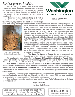 June 2015 - Washington County Bank