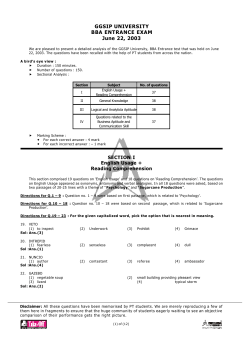 BBA Entrance Test Analysis