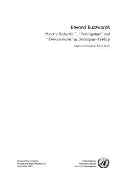 Beyond Buzzwords: "Poverty Reduction", "Participation" and