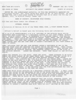 THE STATE OF TEXAS AFFIDAVIT FOR ARREST WARRANT ~s