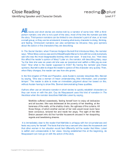 Close Reading - Reading Plus