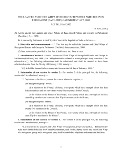 The Leaders And Chief Whips of Recognised Parties And Groups in