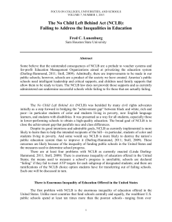 The No Child Left Behind Act (NCLB): Failing to Address the