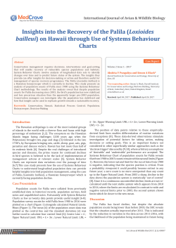Insights into the Recovery If the Palila (Loxioides Bailleui) on Hawaii