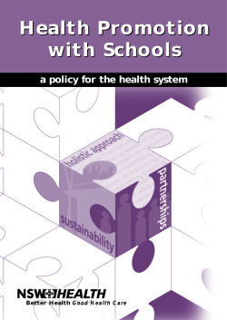 Health Promotion with Schools Health Promotion with