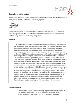 Examples of critical writing
