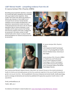 LGBT Mental Health - compelling evidence from the UK
