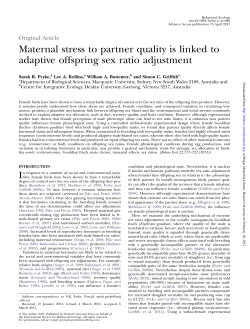Maternal stress to partner quality is linked to adaptive offspring sex