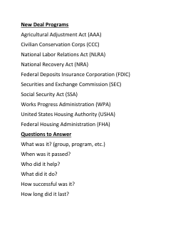 New Deal Programs Agricultural Adjustment Act (AAA) Civilian
