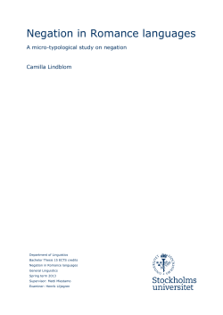 Negation in Romance languages
