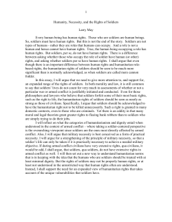 Humanity, Necessity, and the Rights of Soldiers