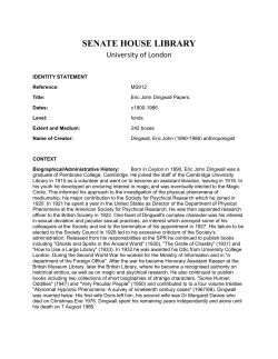 Eric Dingwall - University of London: Library