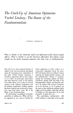 The Crack-Up of American Optimism: Vachel Lindsay, The Dante of