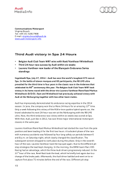 Third Audi victory in Spa 24 Hours - AUDI Media