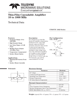 Thin-Film Cascadable Amplifier 10 to 1000 MHz Technical Data