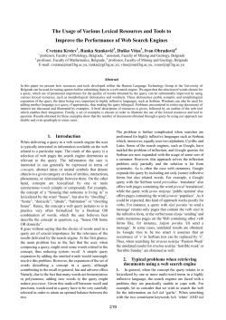 The Usage of Various Lexical Resources and Tools to Improve the