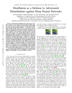 Distillation as a Defense to Adversarial