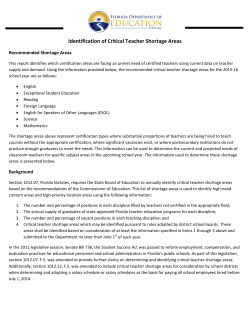 Critical Teacher Shortage Areas, 2015-16