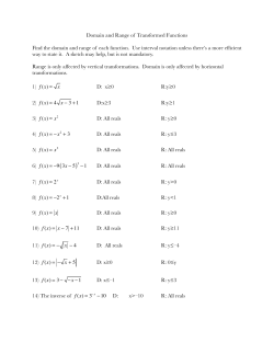 Domain and Range of transformed functions ANSWERS