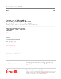 Asymmetries in/of Translation: Translating Translated