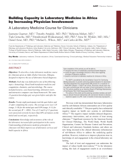 Building Capacity in Laboratory Medicine in Africa by Increasing