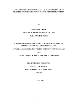 EVALUATION OF GREENHOUSE GASES LEVELS IN AMBIENT AIR