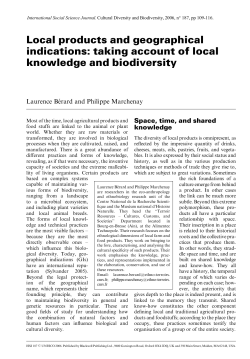 taking account of local knowledge and biodiversity