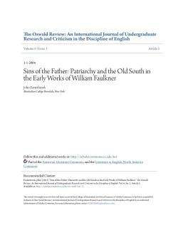 Sins of the Father: Patriarchy and the Old South in the Early Works of