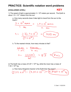PRACTICE: Scientific notation word problems KEY