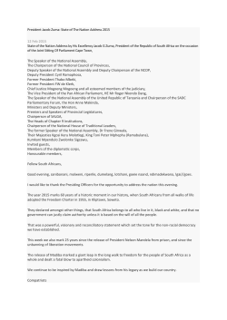President Jacob Zuma: State of The Nation Address 2015 12 Feb