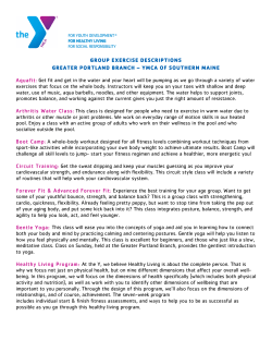 GROUP EXERCISE DESCRIPTIONS GREATER PORTLAND