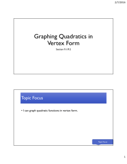 Graphing Quadratics in Vertex Form